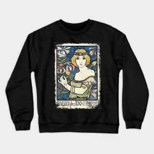 Art Nouveau - Paul Berthon Alphonse Mucha Vintage Fantasy Crewneck Sweatshirt